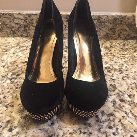 Shoe dazzle black studded wedges - Picture 5 of 5